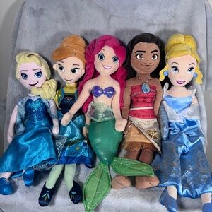 Disney Parks Princess Plush Lot Elsa Anna Ariel Moana Cinderella Dolls